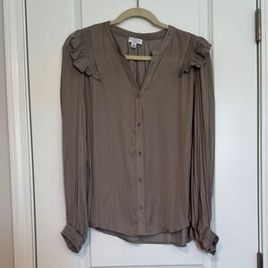 Current Air Taupe Ruffled Blouse